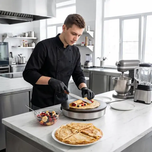 Alt view image 6 of 7 - Crepe Spreader and Spatula Kit Crepe Tools Kit 1 Pcs 12.6" Stainless Steel Spatula Turner 3 Pcs 3.5" 5" 7" Wooden T-Shaped Batter Spreaders Pancake Tool for Any Size Pan Maker