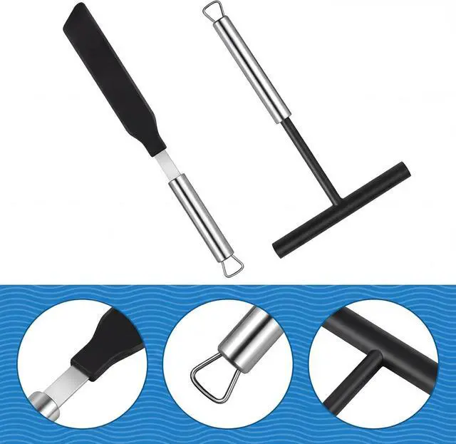 Alt view image 4 of 7 - 2 Pack Crepe Spreader and Spatula Kit Stainless Steel Crepe Spreader Tool 13.4 Inch Spatula Turner 8 Inch T-Shaped Batter Spreaders Pancake Tool Fit Crepes Pan Maker