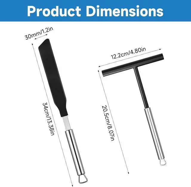 Alt view image 2 of 7 - 2 Pack Crepe Spreader and Spatula Kit Stainless Steel Crepe Spreader Tool 13.4 Inch Spatula Turner 8 Inch T-Shaped Batter Spreaders Pancake Tool Fit Crepes Pan Maker