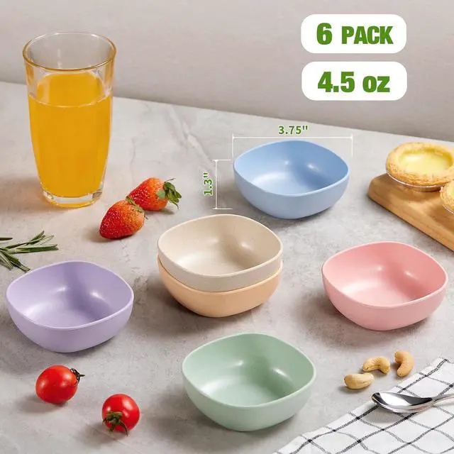 Alt view image 3 of 7 - Hlukana 6 Pack Wheat Straw Soy Sauce Dishes, 4.5 OZ Small Dessert Bowls, Unbreakable Dipping Bowl, Pinch Bowls Set, Dipping Sauce Cups, Mini Prep Bowls, Dip Bowls for Side Dish, Ketchup, Soy, BBQ