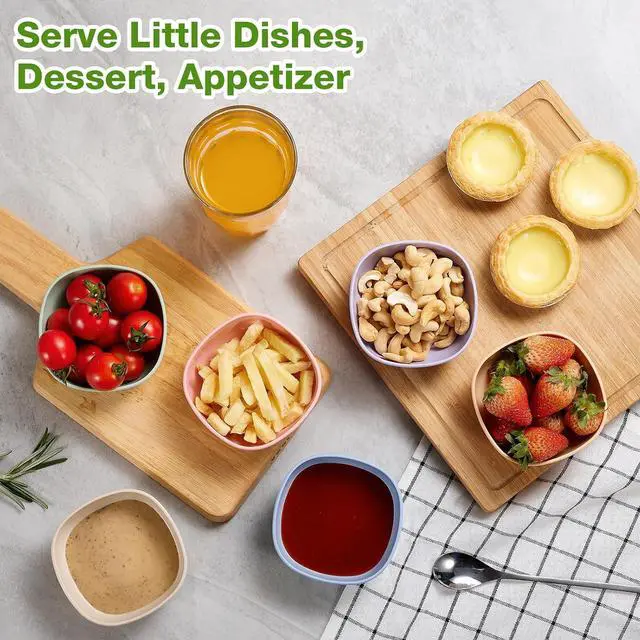 Alt view image 7 of 7 - Hlukana 6 Pack Wheat Straw Soy Sauce Dishes, 4.5 OZ Small Dessert Bowls, Unbreakable Dipping Bowl, Pinch Bowls Set, Dipping Sauce Cups, Mini Prep Bowls, Dip Bowls for Side Dish, Ketchup, Soy, BBQ