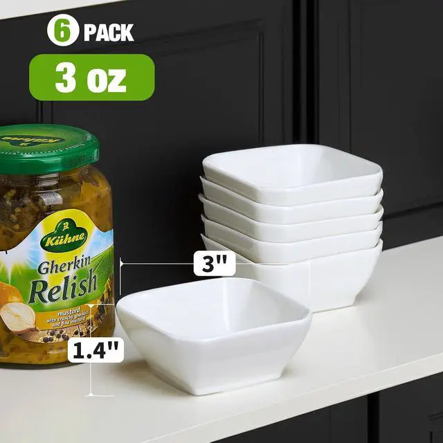 Alt view image 5 of 7 - Mfacoy 6 Pack Soy Sauce Dishes, 3 oz Ceramic Dipping Bowls, Pinch Bowls, Small Dip Bowl Set, Sauce Dish Bowl, Mini Bowl for Side Dish, Ketchup, Soy, BBQ, Sushi, Party, Condiments Serving Bowl Set