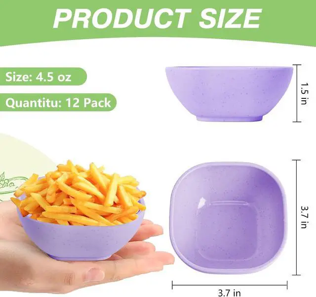 Alt view image 3 of 7 - SHECIPIN 6 Pack Small Plastic Bowls 4.5 OZ Unbreakable Wheat Straw Dipping Bowlsplastic ramekins, Assorted Colors Dipping Sauce Cups, dip cups Dessert, Ketchup