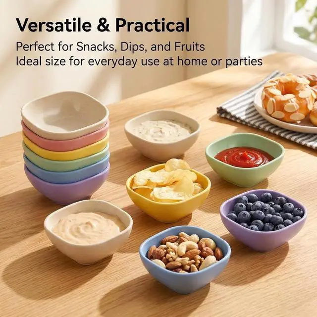 Alt view image 4 of 7 - SHECIPIN 6 Pack Small Plastic Bowls 4.5 OZ Unbreakable Wheat Straw Dipping Bowlsplastic ramekins, Assorted Colors Dipping Sauce Cups, dip cups Dessert, Ketchup