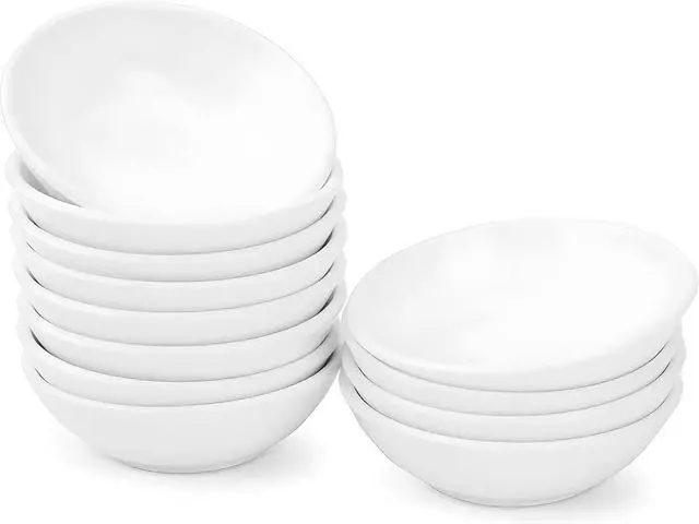 Main image of UIBFCWN 12 Pack Soy Sauce Dish 3inch Ceramic Dipping Bowls Bulk, 1.2 Oz White Dipping Sauce Bowls/Dishes, Small Dipping Sauce Cups for Sushi Ketchup Olive Oil Appetizer