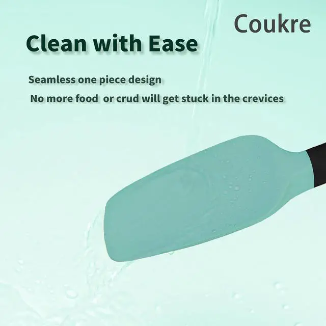 Alt view image 4 of 6 - Coukre Silicone Spatula Set of 5,High Temperature Resistant, Food Grade Silicone, Dishwasher Safe, for Baking, Cooking (Aqua Green)