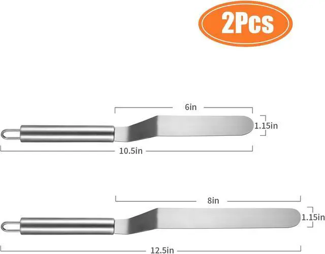 Alt view image 2 of 7 - 2 PCS Picxeic Offset SpatulaPremium Stainless Steel Cake Decorating Tools - One Set Include 6, 8 inch, Icing Spatula for Home Cooking