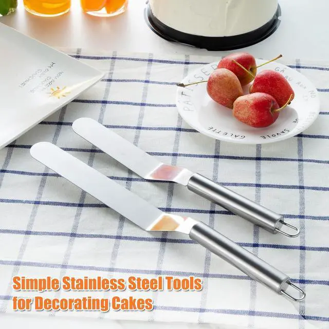 Alt view image 4 of 7 - 2 PCS Picxeic Offset SpatulaPremium Stainless Steel Cake Decorating Tools - One Set Include 6, 8 inch, Icing Spatula for Home Cooking