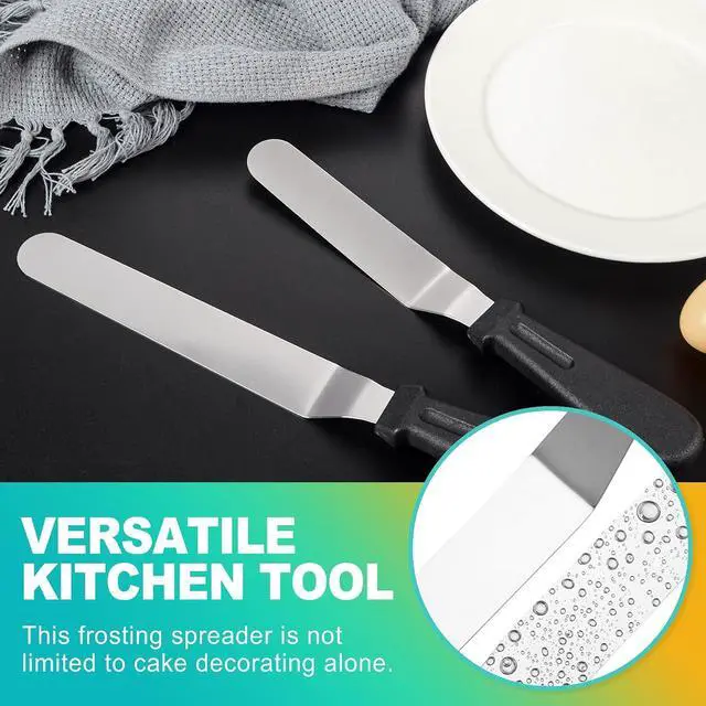 Alt view image 5 of 6 - 2-Piece Angled Icing Spatula Set (6" & 8"), Stainless Steel Offset Spatulas with Ergonomic Handle for Effortless Cake Decorating & Frosting