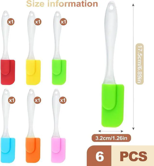 Alt view image 2 of 6 - 6 Piece Mini Silicone Spatula Set Small Rubber Spatulas for Baking Cooking Mixing Thin Jar Scraper Heat Resistant Kitchen Utensils Cake Decorating Tools