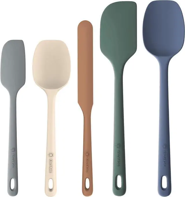 Main image of ChefAide 5 Pieces Silicone Spatula Set, Food Grade Rubber Spatula, Upgrade Strong Handle with Ergonomic Grip, Heat Resistant Up to 600°F for Nonstick Cookware, Cooking