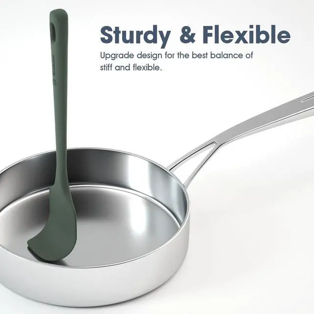 Alt view image 4 of 7 - ChefAide 5 Pieces Silicone Spatula Set, Food Grade Rubber Spatula, Upgrade Strong Handle with Ergonomic Grip, Heat Resistant Up to 600°F for Nonstick Cookware, Cooking