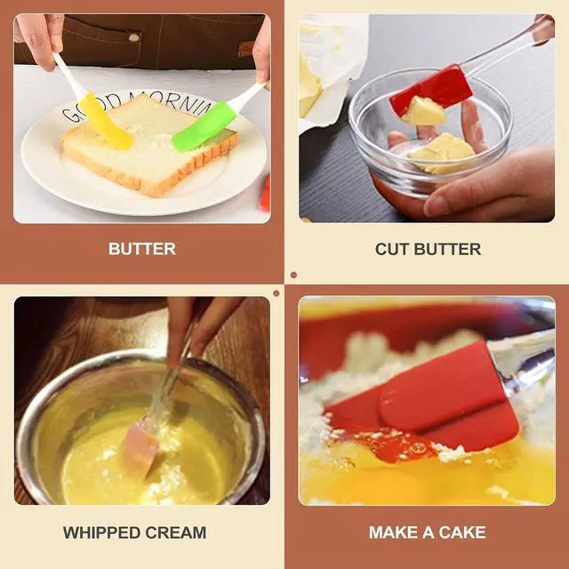 Alt view image 6 of 6 - 6 Piece Mini Silicone Spatula Set Small Rubber Spatulas for Baking Cooking Mixing Thin Jar Scraper Heat Resistant Kitchen Utensils Cake Decorating Tools