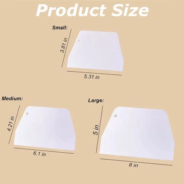 Alt view image 2 of 7 - 3 Piece Plastic Dough Scraper, Food Grade Trapezoidal Bread Scraper Bowl Scraper Set Multipurpose Kitchen Food Scraper for Bread Cake Fondant Icing Cream Pizza Making Size L M S