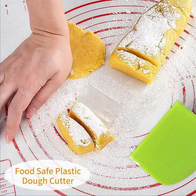 Alt view image 6 of 7 - ALLTOP Bowl Spatula & Bench Scraper,Flexible Plastic Multipurpose Kitchen Pastry Cutter Tool,Food Scrappers for Bread Dough Baking Cake Fondant Icing,Set of 2 Pieces - White,Green