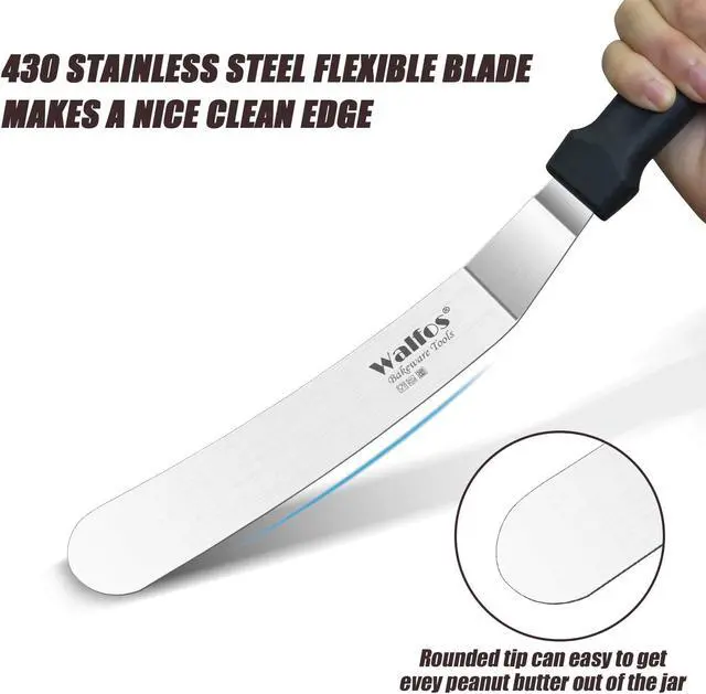 Alt view image 4 of 7 - Walfos Icing Spatulas, Stainless Steel Cake Spatula with Sturdy and Durable Handle Cake Decorating Spatula Set of 2 - Multi purpose Use for Home, Kitchen or Bakery (6 & 8)