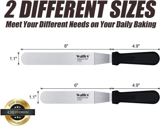 Alt view image 7 of 7 - Walfos Icing Spatulas, Stainless Steel Cake Spatula with Sturdy and Durable Handle Cake Decorating Spatula Set of 2 - Multi purpose Use for Home, Kitchen or Bakery (6 & 8)