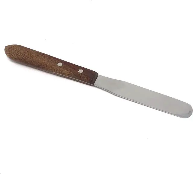 Main image of Wooden Handle Butter Cake Icing Spatula Spreader Pastry Decorating Tool Stainless Steel,Grilling, Baking Cooking Kitchen Utensil (4" Blade)