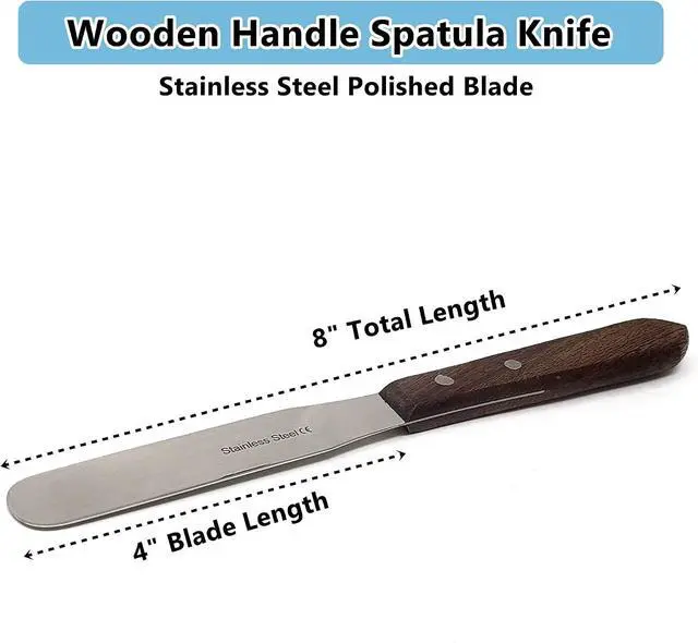 Alt view image 3 of 7 - Wooden Handle Butter Cake Icing Spatula Spreader Pastry Decorating Tool Stainless Steel,Grilling, Baking Cooking Kitchen Utensil (4" Blade)