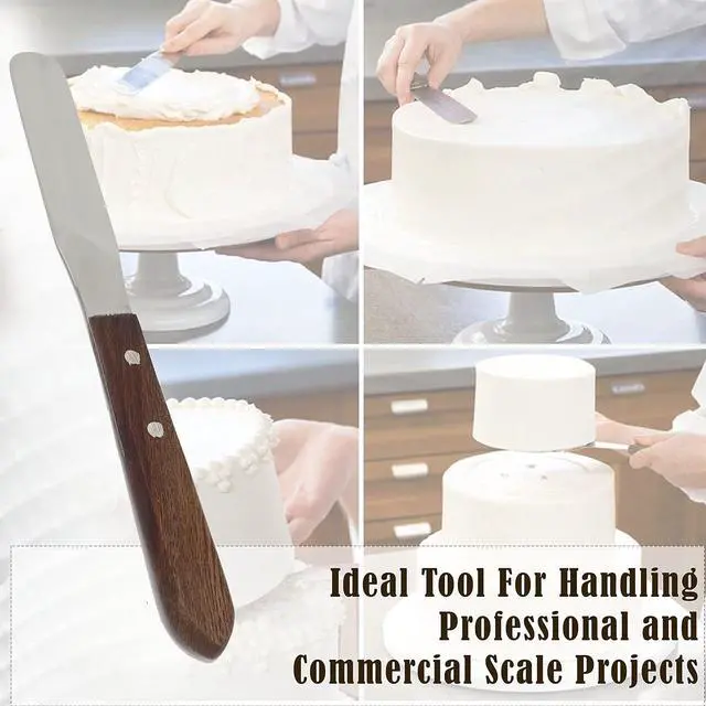Alt view image 5 of 7 - Wooden Handle Butter Cake Icing Spatula Spreader Pastry Decorating Tool Stainless Steel,Grilling, Baking Cooking Kitchen Utensil (4" Blade)
