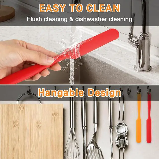 Alt view image 6 of 7 - Silicone Jar Spatula Set of 4, Flexible Small Spurtle Spatula for Kitchen Use, Long Handle Skinny Narrow Blender Sparula for Frosting, Peanut Butter, Cake Icing, Chocolate, Cream