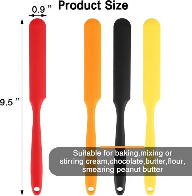 Alt view image 3 of 7 - Silicone Jar Spatula Set of 4, Flexible Small Spurtle Spatula for Kitchen Use, Long Handle Skinny Narrow Blender Sparula for Frosting, Peanut Butter, Cake Icing, Chocolate, Cream