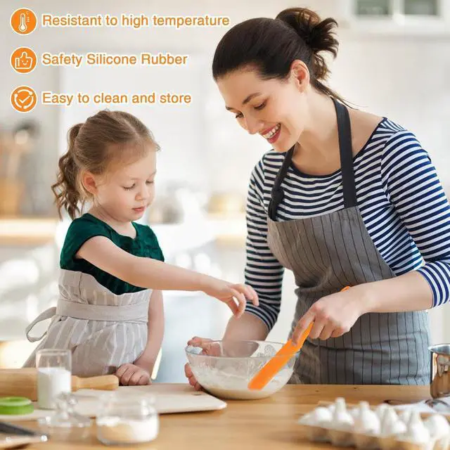 Alt view image 5 of 7 - Silicone Jar Spatula Set of 4, Flexible Small Spurtle Spatula for Kitchen Use, Long Handle Skinny Narrow Blender Sparula for Frosting, Peanut Butter, Cake Icing, Chocolate, Cream