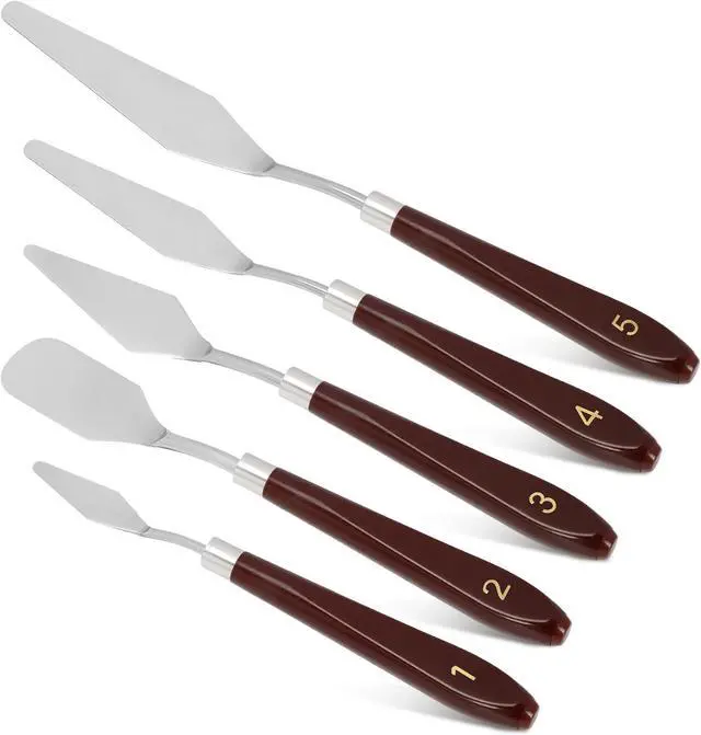 Main image of Cake Cream Spatula 5 Pcs Stainless Steel Cake Spatula with Frosting Baking Pastry Tool Mixing Set Cake Icing Oil Painting Decorating Cream Toner Tool for Cake Fondant Chocolate