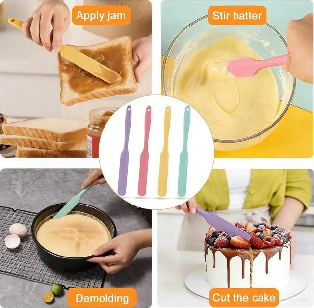 Alt view image 6 of 6 - Long Skinny Silicone Jar Spatula Set, 4 Pcs Sourdough Scraper Tools