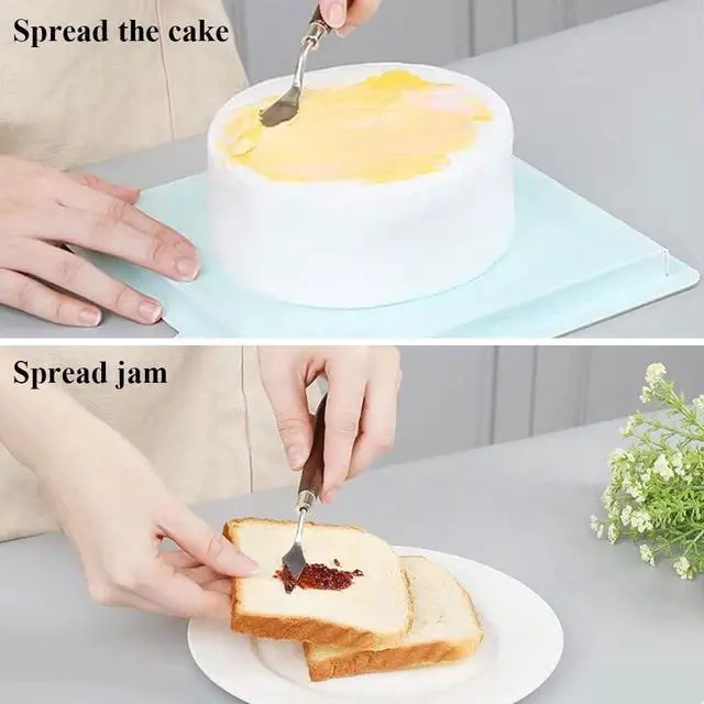 Alt view image 3 of 7 - 5 Pieces Set Cake Cream Spatulas, Stainless Steel Cake Decorating Knife, Angled Icing & Decorating Spatula with Stainless Steel Spatula + Wood Handle, Mixing Scraper, Baking Pastry Tool