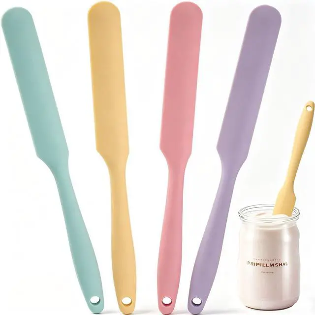 Main image of 4 Pcs Silicone Jar Spatula,10 Inch Jam Spreader for Peanut Butter,Heat-Resistant Food-Grade Jar Blender,Kitchen Spatula for Scraping Icing Bread Cream, Jam (Macaron colors4PCS)