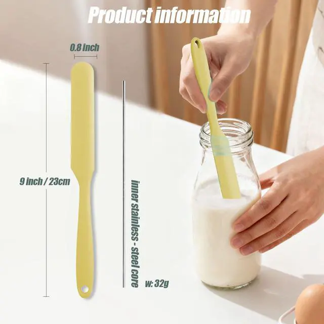 Alt view image 2 of 7 - 4 Pcs Silicone Jar Spatula,10 Inch Jam Spreader for Peanut Butter,Heat-Resistant Food-Grade Jar Blender,Kitchen Spatula for Scraping Icing Bread Cream, Jam (Macaron colors4PCS)