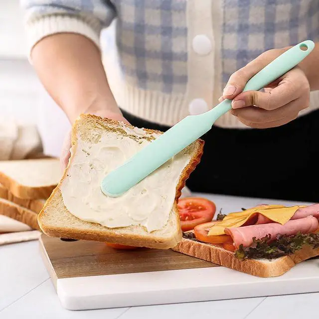 Alt view image 4 of 7 - 4 Pcs Silicone Jar Spatula,10 Inch Jam Spreader for Peanut Butter,Heat-Resistant Food-Grade Jar Blender,Kitchen Spatula for Scraping Icing Bread Cream, Jam (Macaron colors4PCS)