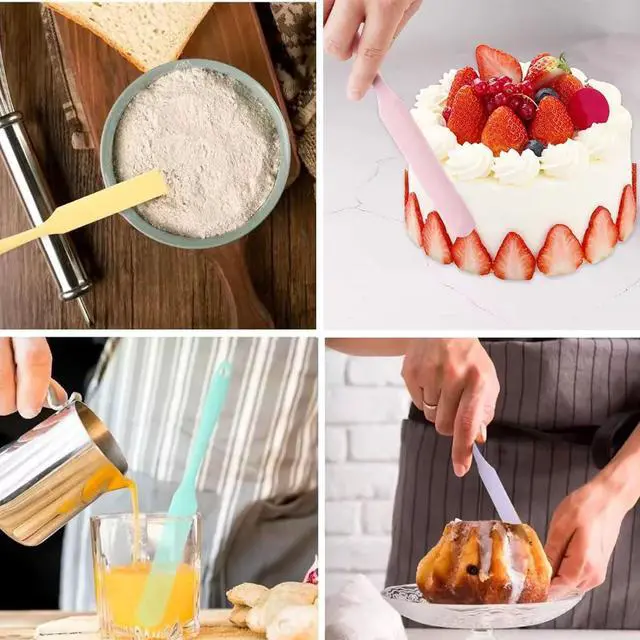 Alt view image 6 of 7 - 4 Pcs Silicone Jar Spatula,10 Inch Jam Spreader for Peanut Butter,Heat-Resistant Food-Grade Jar Blender,Kitchen Spatula for Scraping Icing Bread Cream, Jam (Macaron colors4PCS)