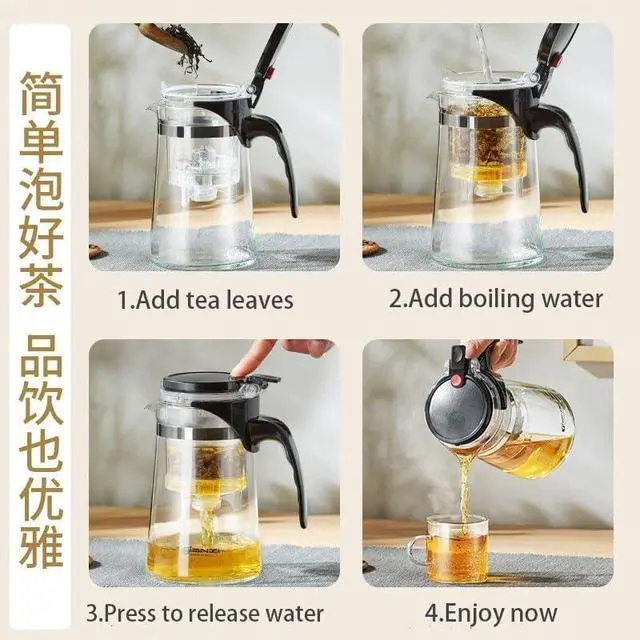 Alt view image 4 of 7 - 500ML Glass Teapot with Detachable Infuser Filter Teapot for Loose Leaf Tea