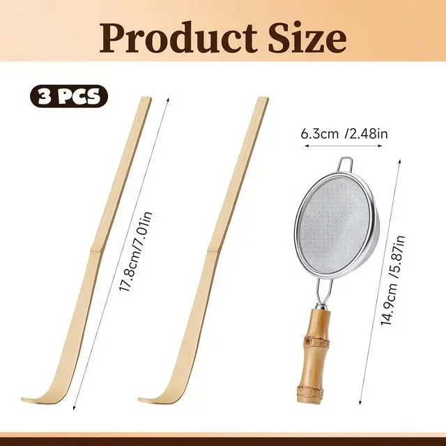 Alt view image 3 of 7 - 2 Pcs Matcha Scoop & Tea Strainer Bamboo Matcha Spoon Japanese Chashaku Hooked Tea Leaf Sticks Tea-Whisk Scooping Spoon for Traditional Japanese-Tea-Ceremony Spices Condiments Coffee Powder