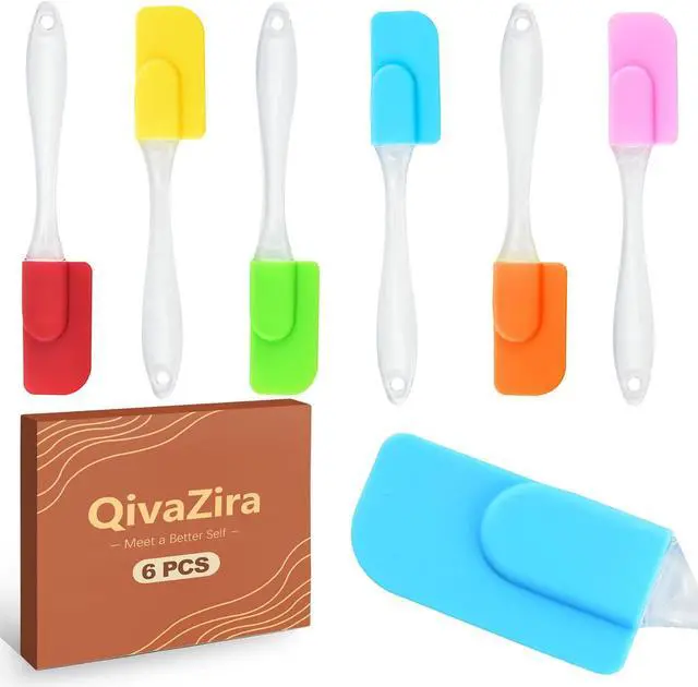 Main image of 6 Piece Mini Silicone Spatula Set Small Rubber Spatulas for Baking Cooking Mixing Thin Jar Scraper Heat Resistant Kitchen Utensils Cake Decorating Tools
