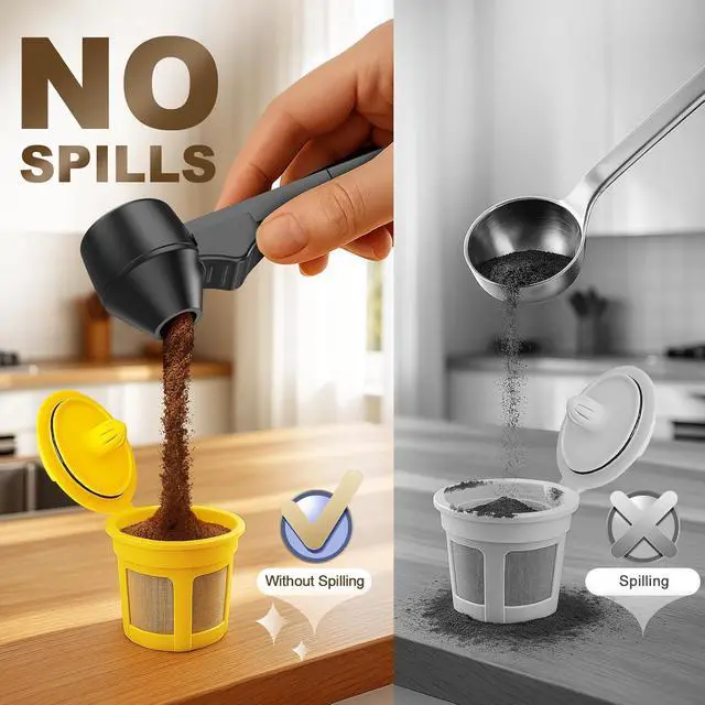 Alt view image 3 of 7 - Coffee Scoop with Funnel for Ground Coffee & Protein Powder, 2 Tbsp