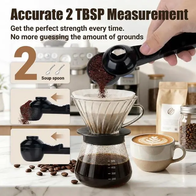 Alt view image 2 of 7 - 2PCS Coffee Scoop with Funnel for Ground Coffee Protein Powder 2TBSP