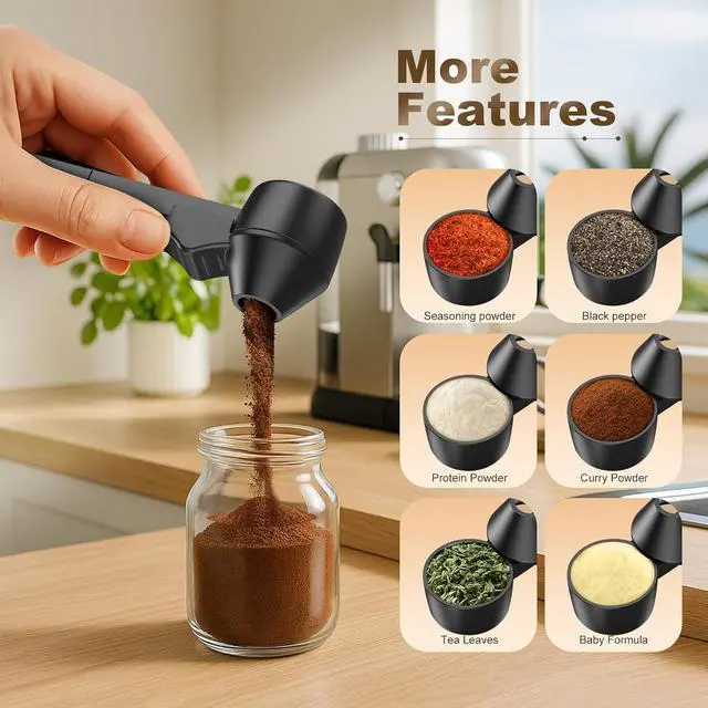 Alt view image 6 of 7 - Coffee Scoop with Funnel for Ground Coffee & Protein Powder, 2 Tbsp