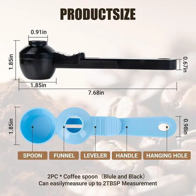Alt view image 3 of 7 - 2PCS Coffee Scoop with Funnel for Ground Coffee Protein Powder 2TBSP