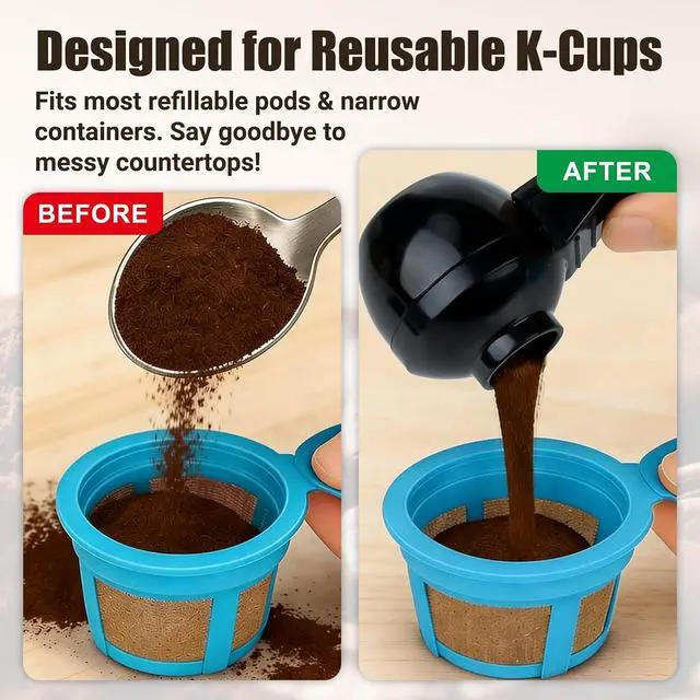 Alt view image 4 of 7 - 2PCS Coffee Scoop with Funnel for Ground Coffee Protein Powder 2TBSP