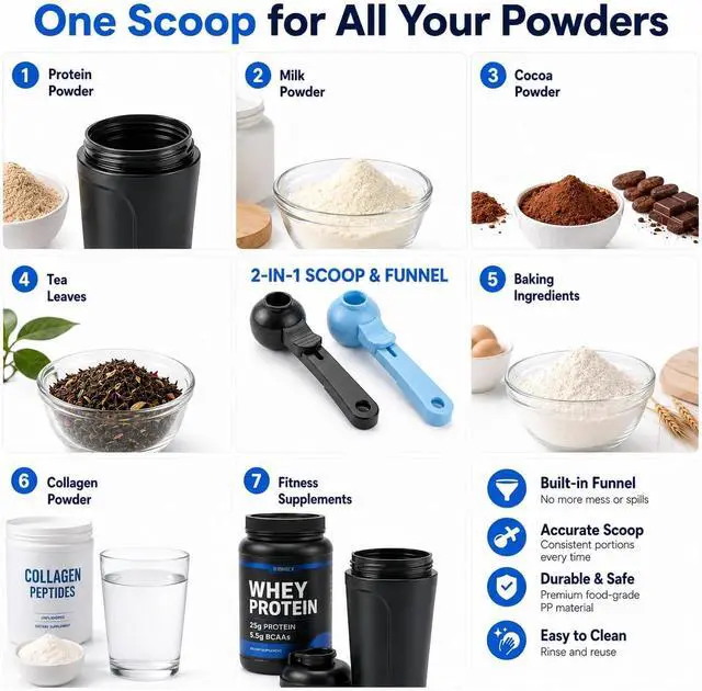 Alt view image 5 of 7 - 2PCS Coffee Scoop with Funnel for Ground Coffee Protein Powder 2TBSP