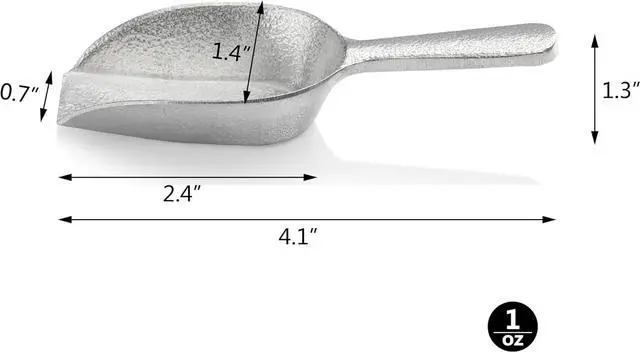 Alt view image 3 of 7 - New Star Foodservice Cast Aluminum Flat Bottom Utility Scoop, 1oz, Extra Small Size, Silver, Hand Wash Only