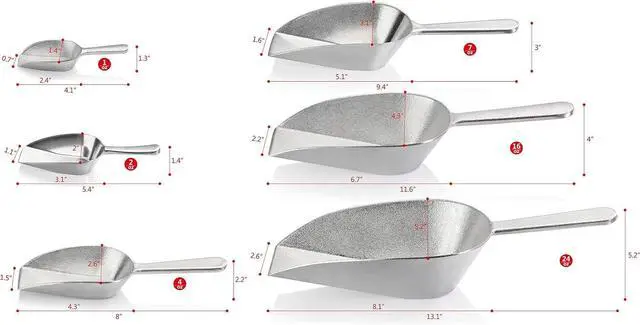Alt view image 4 of 7 - New Star Foodservice Cast Aluminum Flat Bottom Utility Scoop, 1oz, Extra Small Size, Silver, Hand Wash Only