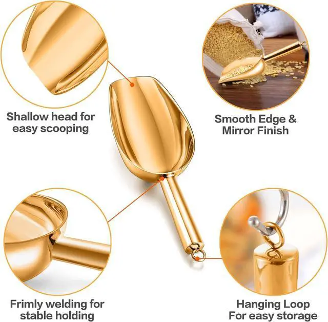 Alt view image 2 of 7 - TeamFar 5oz Ice Scoop, Small Stainless Steel Food Scoop Metal Ice Scooper