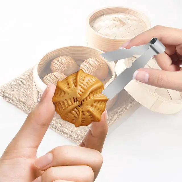 Alt view image 5 of 7 - 2Pcs Maamoul Tweezers Tongs, Maggash Manqat Pastry Tools Cookie Maker Dough Scraper Press, Stainless Steel Pastry Tongs Baking Crimper Tool for Decorating and Sealing Cookies, Shakarbura, Pie Crusts