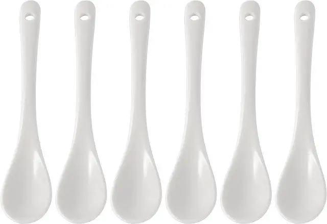 Main image of Set of 6 Premium White Porcelain Coffee Spoons for Espresso, Tea, Sauces, and Desserts,(13cm,5.12inch)
