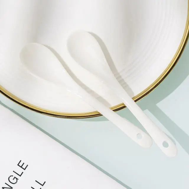 Alt view image 5 of 6 - Set of 6 Premium White Porcelain Coffee Spoons for Espresso, Tea, Sauces, and Desserts,(13cm,5.12inch)