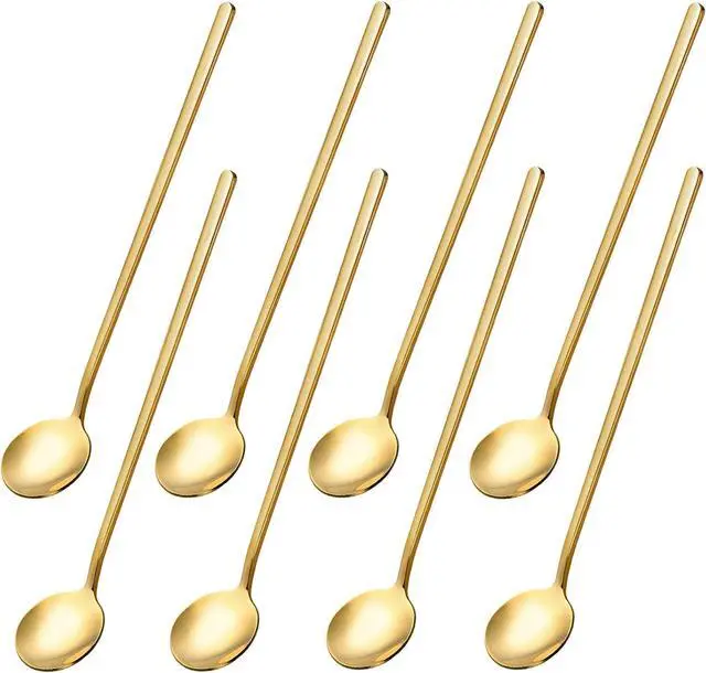 Main image of 8PCS 6.7Inches Gold Coffee Spoons for Coffee Bar Coffee Station, Gold Long Handle Stirring Spoon for Coffee, Ice Tea, 304 Stainless Steel Espresso Spoons